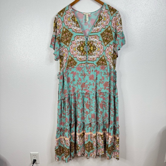 Matilda Jane Down To Earth Boho Midi Dress Size Large - Picture 2 of 7
